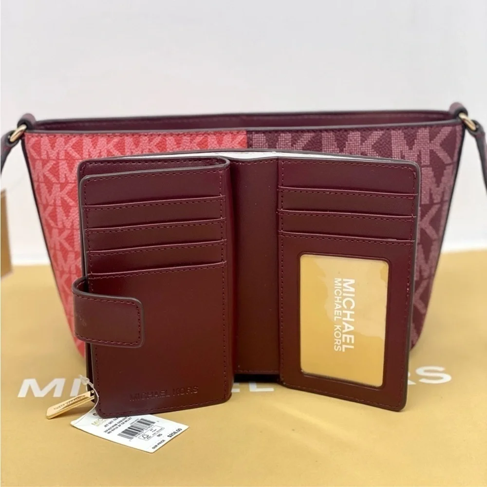 Michael Kors Jet Set Small Two-Tone Logo Crossbody Bag and Wallet Set